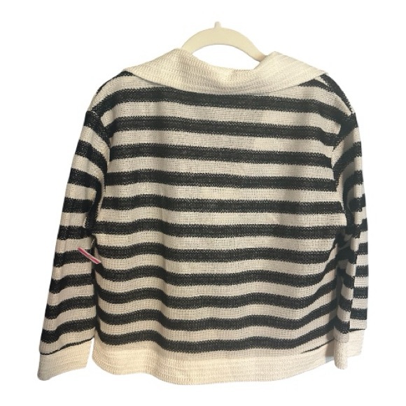 Lioness Black and White Striped V-Neck Sweater - Picture 6 of 13